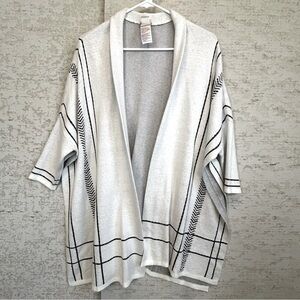 NWT Chicos Open Knit Eru Ruana Women's Cardigan Sweater Sz XL Shine Plaid